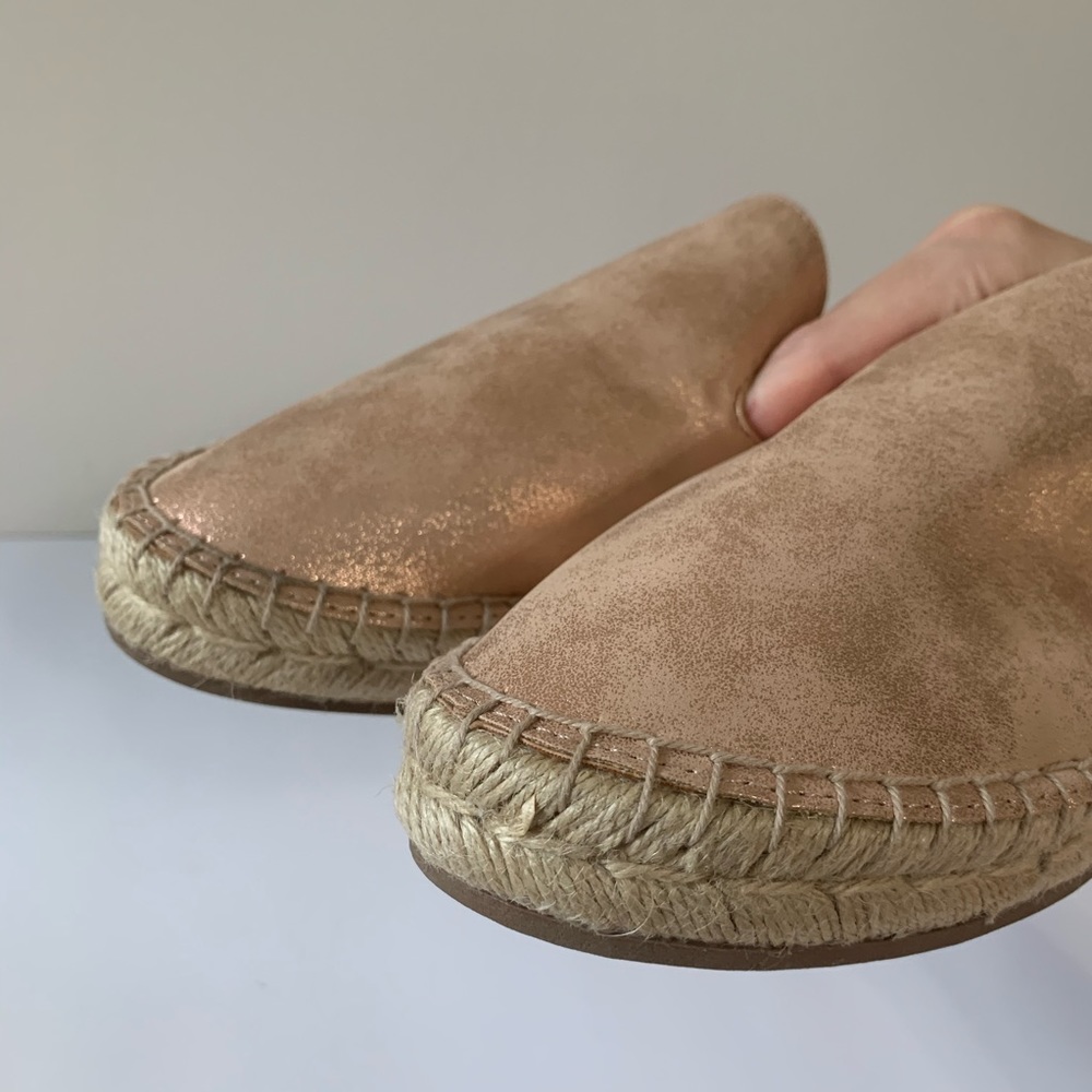 Rose Gold Clara Espadrille Flat Mules Size 8.5